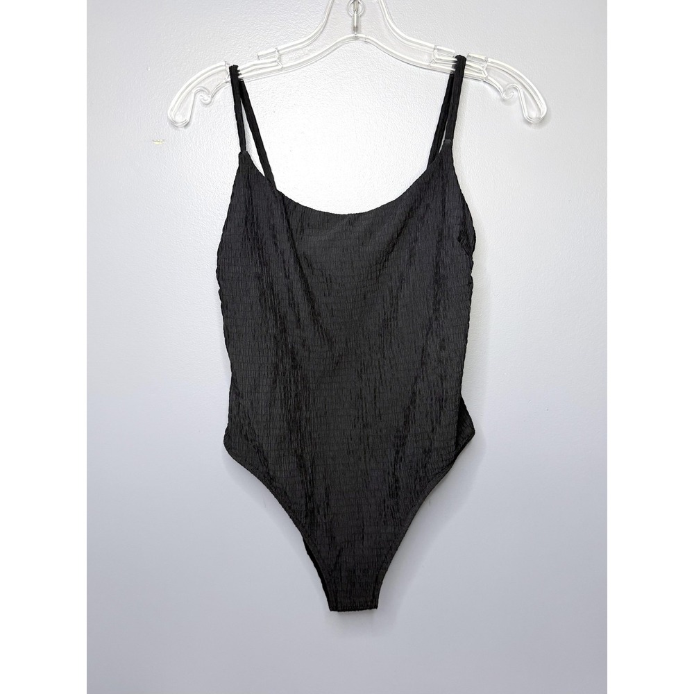 Abercrombie & Fitch AF Swimsuit M Black Textured One Piece Adjustable Square Nec